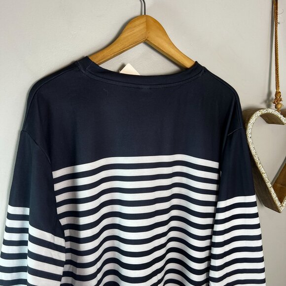 Pixie Lady Womens Plus 2X Crewneck Sweater Top Long Sleeve Navy White Striped - Picture 9 of 12